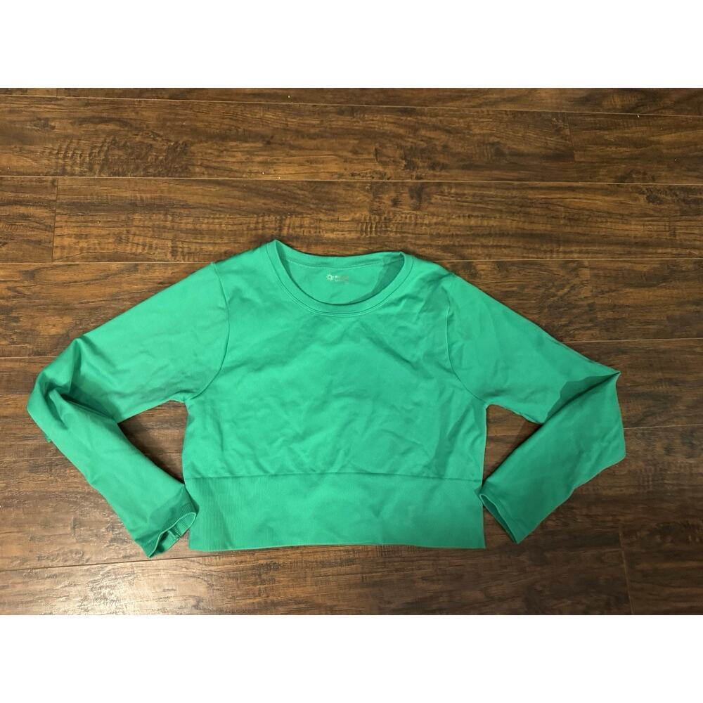 OFFLINE by Aerie Women Cropped Athletic Green Long Sleeve Top L